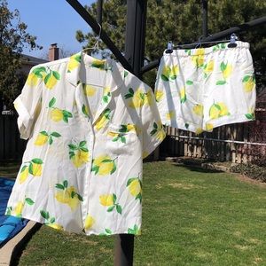 Lemon print shortie pyjamas